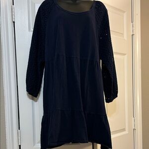 Navy Blue Dress with eyelet Sleeves